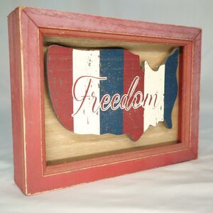 Americana Framed wood 3D picture art decor 8"x6"x1.5 "FREEDOM"